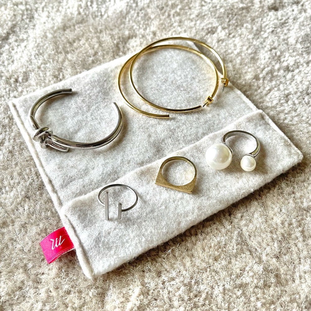 Madewell, J. Crew, & Wanderlust + Co Bracelet, Earrings, and Rings